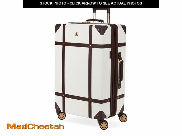 Lot 74-13800911 - SwissGear 7739 Hardside Luggage Trunk with Spinner Wheels, White, Checked-Large 26-Inch - UNUSED