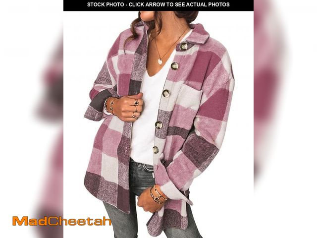 Lot 74-12386002 - USHARESPORTS Flannel Shacket Jacket Women Plaid Shirt Button Down Long Sleeve Coat Tops Trendy 2025 ...