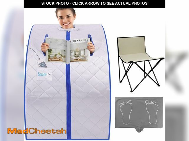 Lot 74-13844817 - SereneLife Portable Sauna Box for Home, Infrared Sauna Tent with Heated Foot Pad and Folding Chair, ...