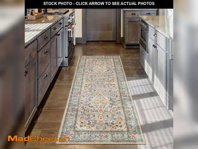 Lot 74-12128964 - Goideal Washable Runner Rug 2x6, Beige Rugs Non Slip, Indoor Low Pile Carpet with Rubber Backing for...