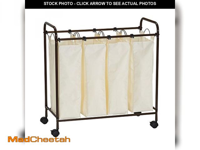 Lot 74-12169116 - Household Essentials 7173 Rolling Quad Laundry Sorter with Removable Hamper Bags | Antique Bronze Fr...
