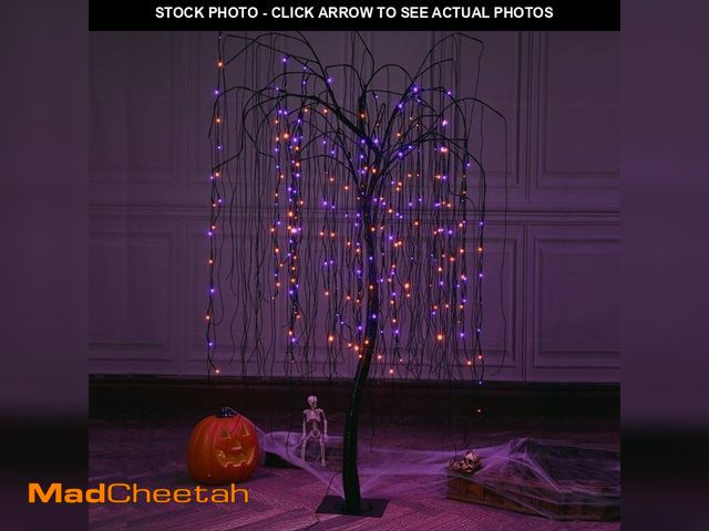 Lot 74-12673381 - Lightshare 7 ft. Purple Pre-Lit LED Halloween Tree Artificial Christmas Tree with Spiders and 256 LE...