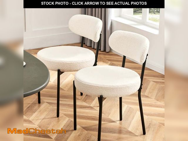 Lot 74-14354204 - edx Upholstered Dining Chairs, Mid Century Modern Round Dining Room Chairs for Vanity For Living Roo...