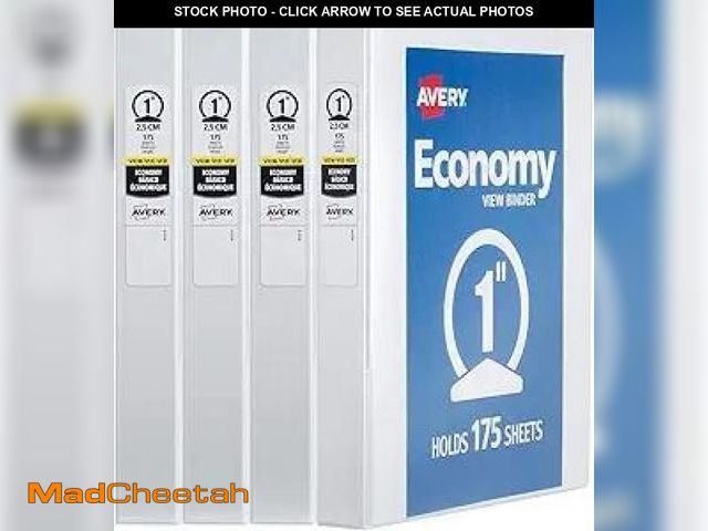 Lot 74-12127833 - Avery Mini Economy View 3 Ring Binders, 1" Round Rings, Holds 5.5" x 8.5" Paper, White, 4 Pack (1770...
