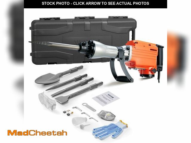 Lot 74-12894664 - VEVOR Demolition Jack Hammer, MAX 2200W Electric Jackhammer Heavy Duty, 1400 BPM Concrete Breaker 4p...