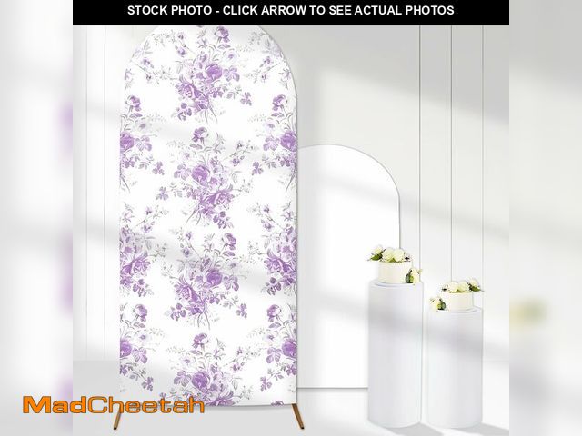 Lot 74-13962486 - Lavender Arch Backdrop Covers Purple 6ft Arch Covers Stretchy Backdrop Spandex Fitted Purple Floral ...