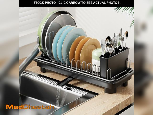 Lot 74-14061484 - Laveshop Small Dish Drying Rack, Compact Dish Drainer for Kitchen Counter, with Adjustable Back Slot...