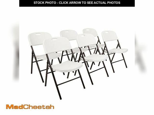 Lot 74-12828701 - Basics Sturdy Foldable Plastic Chair, Portable, 350-Pound Capacity, White, 6-Pack - UNUSED
