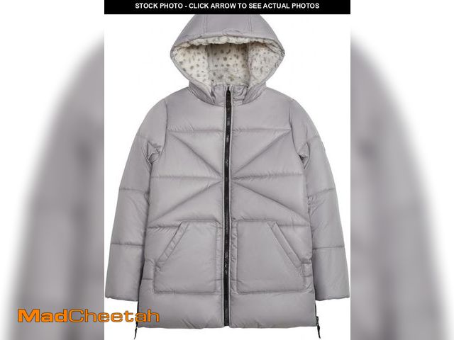 Lot 74-12415741 - LONDON FOG Girls' Heavyweight Puffer Jacket with Faux Fur Hood and Matching Beanie, Silver/Black Hou...