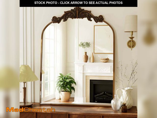 Lot 74-13815685 - BEAUTYPEAK 42"x 30" Vanity Wall Mirror Decorative Vintage Arch Bathroom Mirror,Bronze - UNUSED