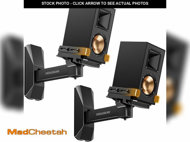 Lot 74-14300813 - Perlegear Speaker Wall Mounts, Bookshelf Speaker Mounting Brackets with Dual Side Stable Clamp Desig...
