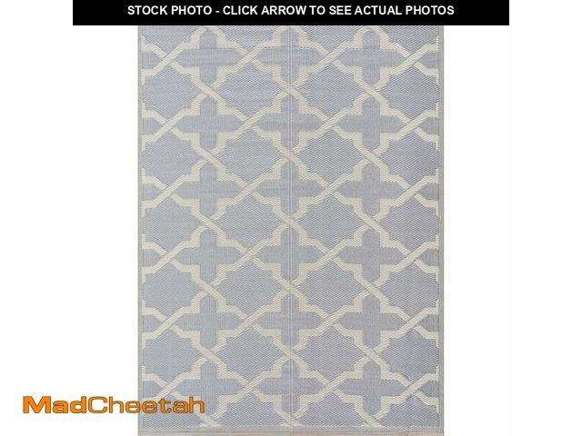 Lot 74-14356613 - Beverly Rug Indoor Outdoor Reversible Plastic Area Rug 3x11- Grey / White - UNUSED