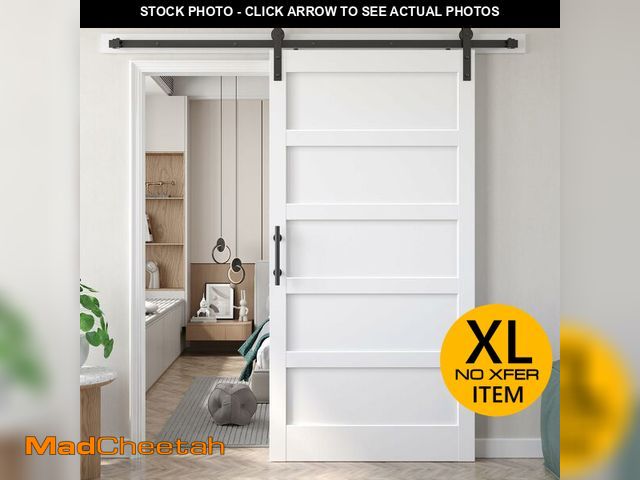 Lot 74-12689744 - Fredbeck 42x84 inch White Barn Door with 7FT Sliding Door Hardware Kit Included &amp; Handle,MDF,Sol...
