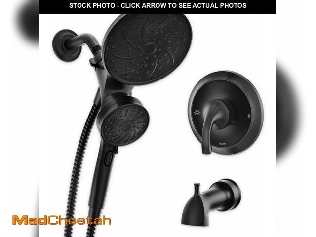 Lot 74-13733886 - Moen Engage Magnetix Matte Black Multi-Function Handshower and Rainfall Shower Head Trim Combo with ...