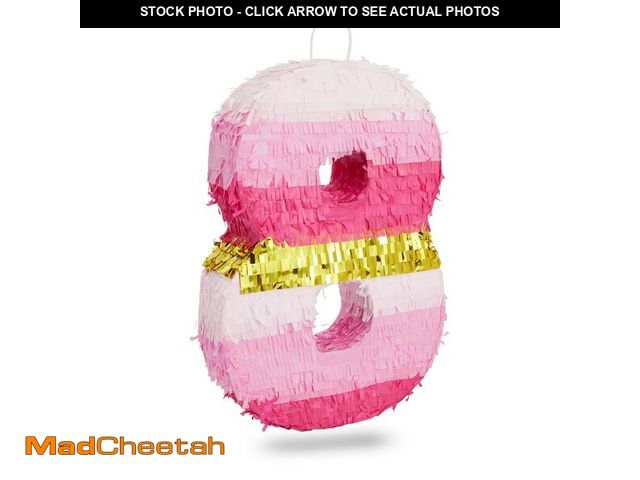 Lot 74-13952889 - Number 8 Pinata, Pink and Gold for Girls 8th Birthday Party Decorations, Small, 16.5x11x3 in - UNUSE...