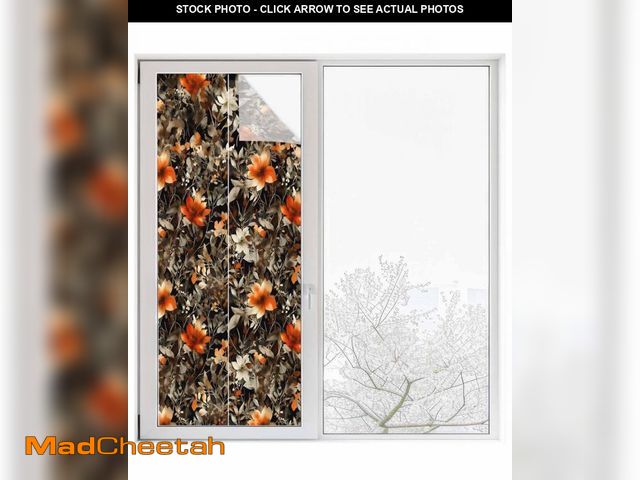 Lot 74-12527801 - Window Privacy Film Autumn Orange Floral Stained Glass Window Film Decorative Sun Block Window Cover...