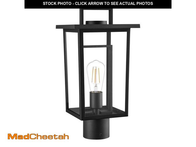 Lot 74-14222920 - Hampton Bay Keswick 1-Light Matte Black Metal Hardwired Outdoor Weather Resistant Post Light with No...