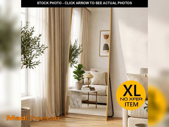 Lot 74-14585283 - Antok Full Length Floor Mirror 71"x28" Rectangle Floor Standing Tall Mirror with Aluminum Frame, Lea...