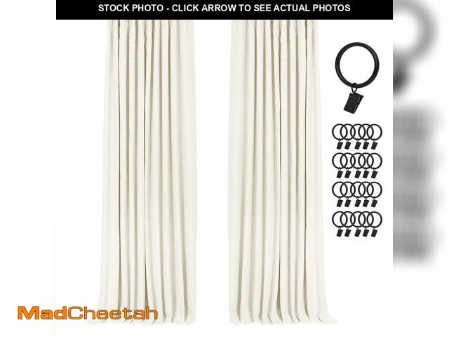 Lot 74-12713160 - INOVADAY 100% Blackout Curtains for Bedroom, Black Out Curtains 84 Inch Long, Clip Rings Linen Black...