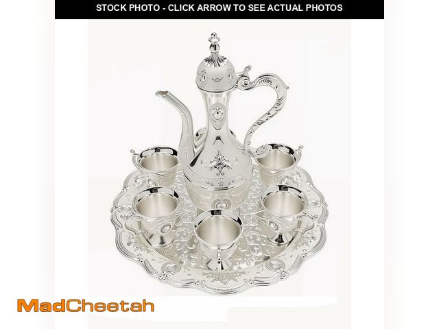 Lot 74-12883132 - Vintage Turkish Coffee Pot Cups Set with Tray and 6 Cups Retro Coffee Pot Cups Set Exquisite Wine Po...