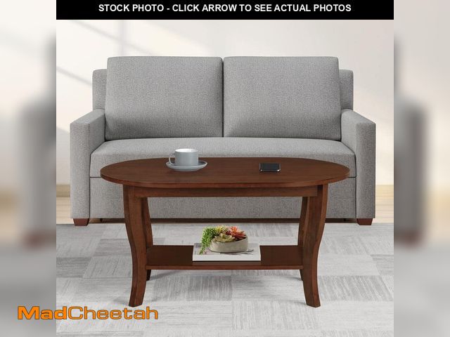 Lot 74-12746476 - Convenience Concepts American Heritage 36 in. Espresso Oval MDF Coffee Table with Shelf - UNUSED