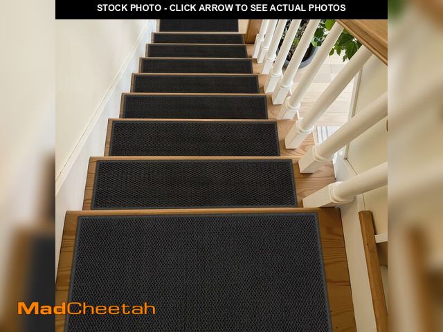 Lot 74-13548685 - Stair Treads for Wooden Steps Indoor - 15 Pack 8" x 30" Non-Slip Carpet Stair Runners Washable Reusa...