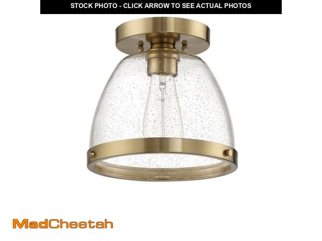 Lot 74-14113268 - CRAFTMADE Lodie 9.5 in. 1 Light Satin Brass Finish Transitional Flush Mount with Clear Seeded Glass ...