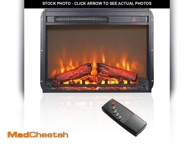 Lot 74-13742043 - Edendirect 23 in. Ventless Electric Fireplace Insert with log set &amp; realistic flame, remote cont...