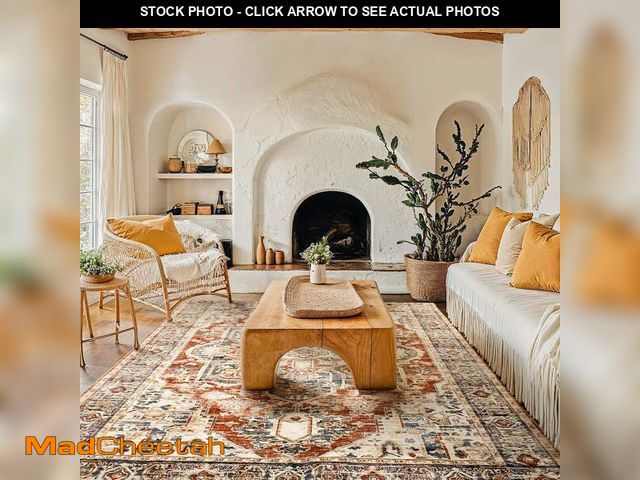 Lot 74-12678043 - CHITOOMA 8'x10' Boho Area Rugs for Living Room, Machine Washable Area Rug with Non-Slip Backing, Sta...