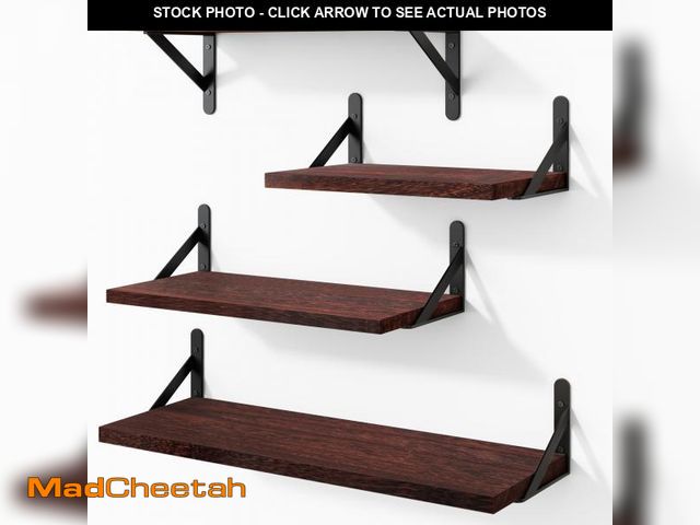 Lot 74-12053449 - YGEOMER Floating Shelves for Wall, Different Sizes Walnut Red Brown Wall Shelves for Living Room, Ba...