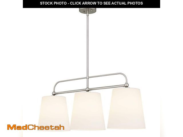 Lot 74-12987897 - DSI LIGHTING Corbin 3-Light Brushed Nickel Linear Chandelier with White Opal Glass Shades - UNUSED