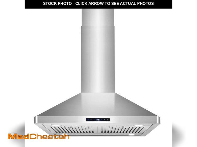 Lot 74-14224243 - Cosmo 30 in. Lumin Collection 380 CFM Ducted Island Range Hood, Soft Touch Controls, LED Lights, Sta...