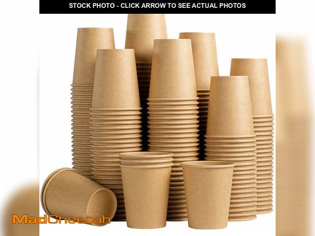Lot 74-13951584 - Lamosi 200 Pack 8 oz Kraft Paper Cups, Brown Disposable Paper Coffee Cups, Unbleached Paper Cups for...