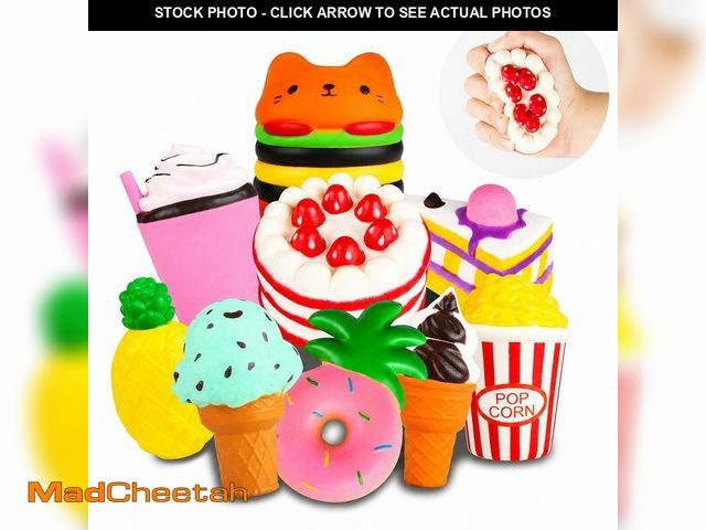 Lot 74-14339638 - Slow Rising Jumbo Squishies Toys Set - 9 Pack Soft Kawaii Squishy Hamburger Popcorn Cake Ice Cream D...
