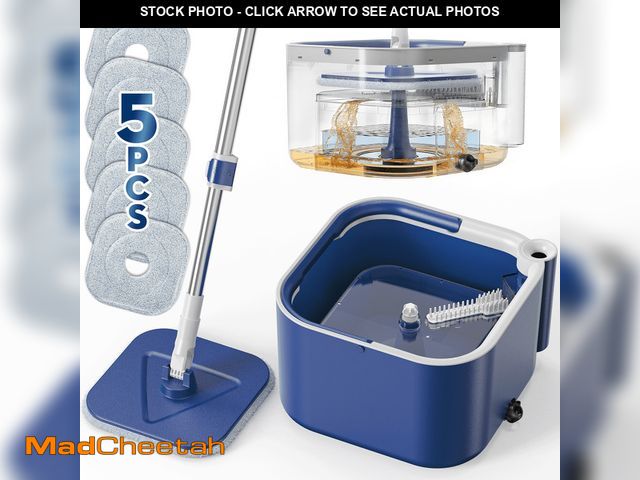 Lot 74-14370212 - SUGARDAY Spin Mop and Bucket Set with Wringer for Floors, Flat Wall Mop and Bucket System with Self ...