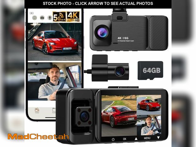 Lot 74-12702804 - LECTRUS 3 Channel 4k Dash Cam Front and Rear and Inside, Car Mount Dash Camera with WiFi, 64GB Card,...