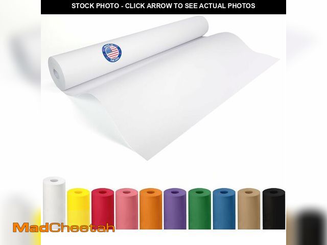 Lot 74-12633466 - White Paper Roll 24" x 1200" (100 feet) - USA-Made Quality White Kraft Paper 50lb Thickness for Pack...