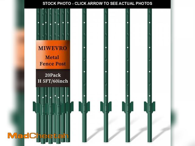 Lot 74-12541705 - 20 Pack Garden Fence Post, 5 Feet Heavy Duty Metal U-Post for Wire Fence, No Dig Garden Fence Stakes...