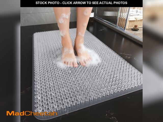 Lot 74-14271552 - QiCaiJia Non Slip Shower Mat, 16x27 Exfoliating Foot Scrubber Mat with Suction Cups and Drain Holes,...