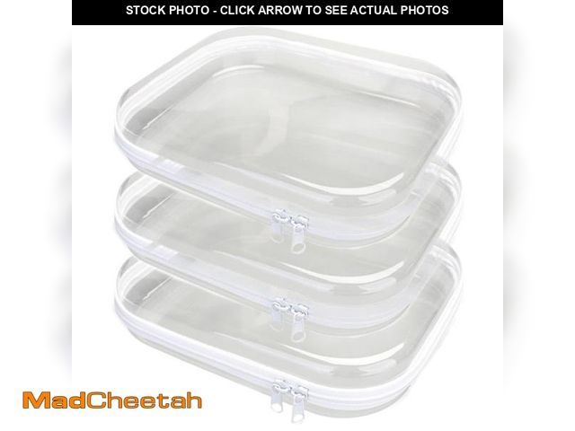Lot 74-12302562 - 3PCS Zippered Transparent Cases for Snacks,Portable Waterproof Cosmetic Bag with Zipper,Clear Hard S...