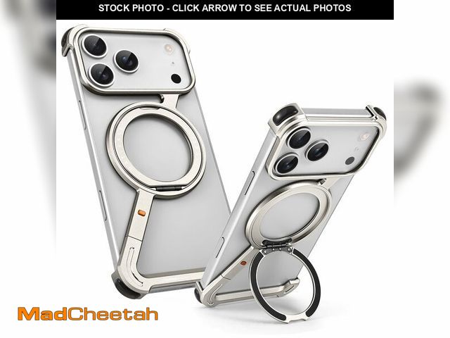 Lot 74-13628363 - OATSBASF Minimalist Phone Case for iPhone 17 Pro Max Case, 360ÃÂ° Rotation Kickstand Aluminum Metal...