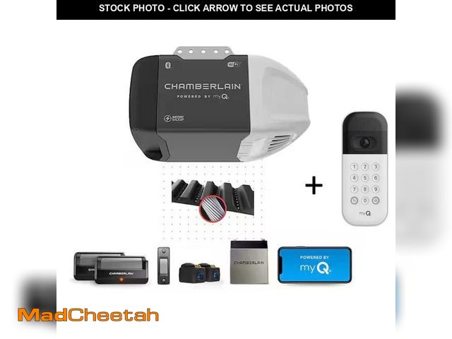 Lot 74-12558207 - 1/2 HP Smart Quiet Belt Drive Garage Door Opener with Battery Backup and 8 ft. Rail Extension Kit - ...