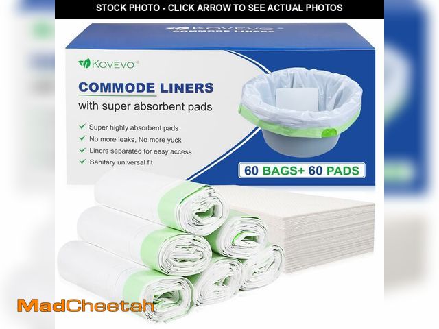 Lot 74-14428275 - Kovevo 60 Pack Commode Liners with Absorbent Pads - UNUSED