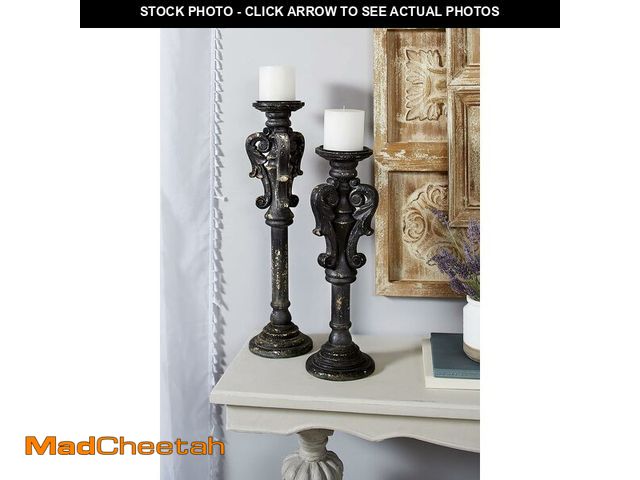 Lot 74-14067959 - Deco 79 Wood Tealight 8 Glass Sleeve Candle Holder, Set of 2 24", 18"W, Brown - UNUSED