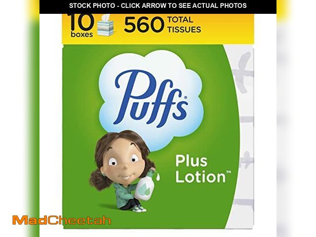 Lot 74-12544311 - Puffs Plus Lotion Facial Tissues, 10 Cubes, 56 Tissues Per Box - UNUSED