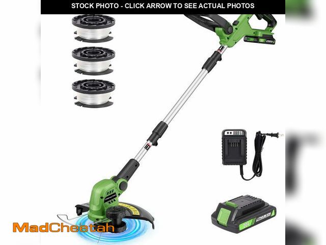 Lot 74-12667584 - TACKLIFE 20V 12" Cordless String Trimmer &amp; Edger, Handle Adjustable Weed Eater  Grass Trimmer wi...