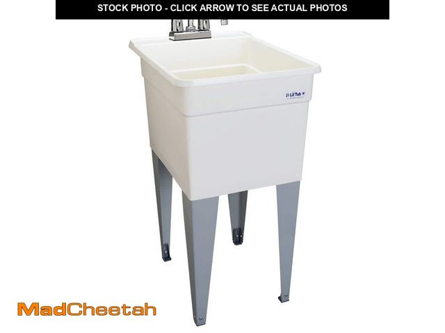 Lot 74-12869053 - (MISSING HARDWARE)MUSTEE Utilatub Combo 24 in. x 18 in. Polypropylene Floor Mounted Laundry Tub in W...
