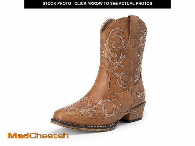 Lot 74-14296358 - DREAM PAIRS Women's Cowboy Cowgirl Western Boots Embroidered Stitched Ankle Boots Square Toe Chunky ...