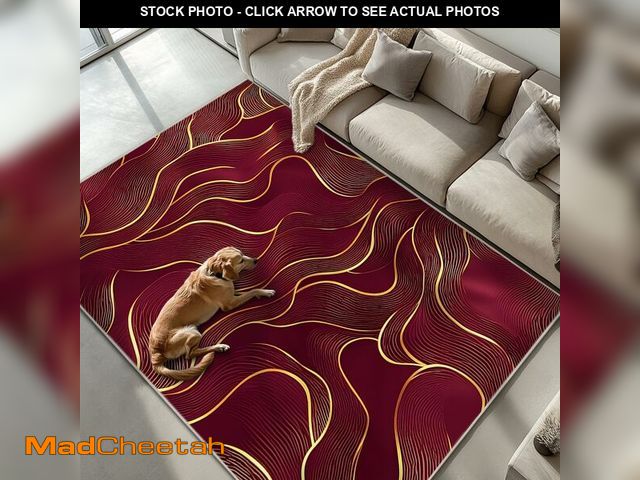 Lot 74-12708719 - 6x9 Area Rug Red Gold Modern Rug for Living Room Indoor Machine Washable Abstract Rugs for Bedroom U...