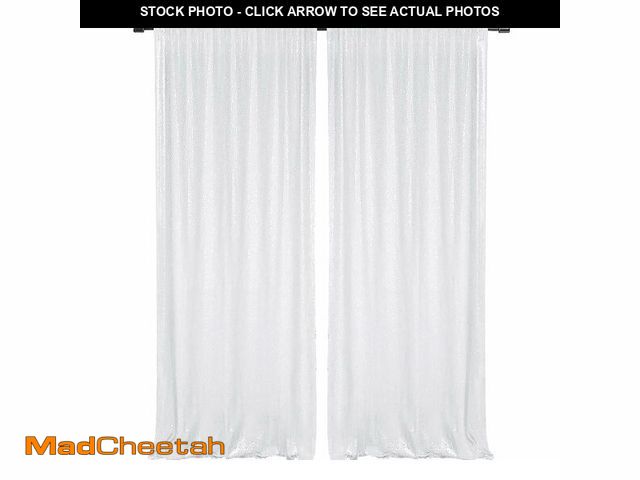 Lot 74-13716328 - JYFLZQ White Sequin Backdrop Curtains 4x10ft(WxH) 2 Panel Glitter Sequence Backdrop for Parties Phot...